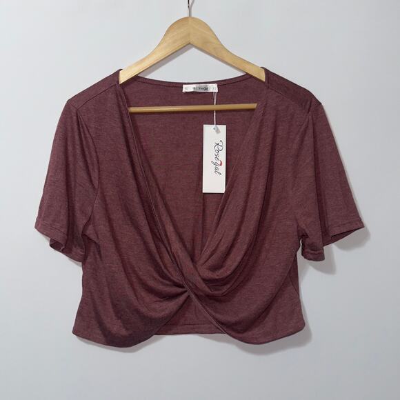 Rose gal maroon Twist Hem blouse women’s size 2X NWT - Picture 1 of 6